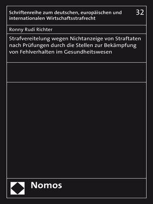 cover image of Strafvereitelung wegen Nichtanzeige von Straftaten nach Prüfungen durch die Stellen zur Bekämpfung von Fehlverhalten im Gesundheitswesen